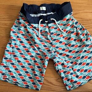 Crewcuts Factory Kids Fish Print Swim Trunks - Navy Waistband size 8